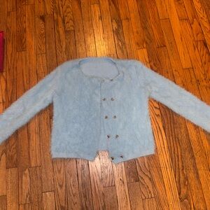 Light Blue Fuzzy Cardigan